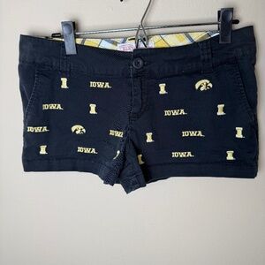 Vintage Micro Booty Shorts Juniors 9 Iowa Hawkeyes Black Embroidered AOP 90s Y2K